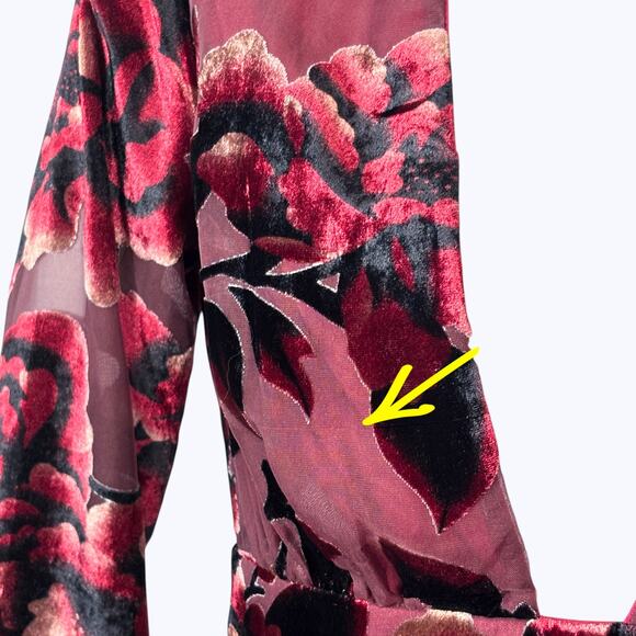 Missguided NEW Devore V-Neck Tea Dress 6 Velvet Burnout Whimsygoth Fairy Grunge - Picture 6 of 9